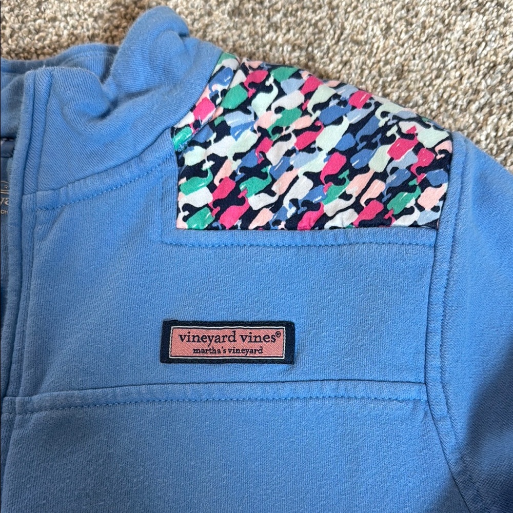 Vineyard Vines Blue Zip Up Sweater with Standing Collar - Picture 2 of 4